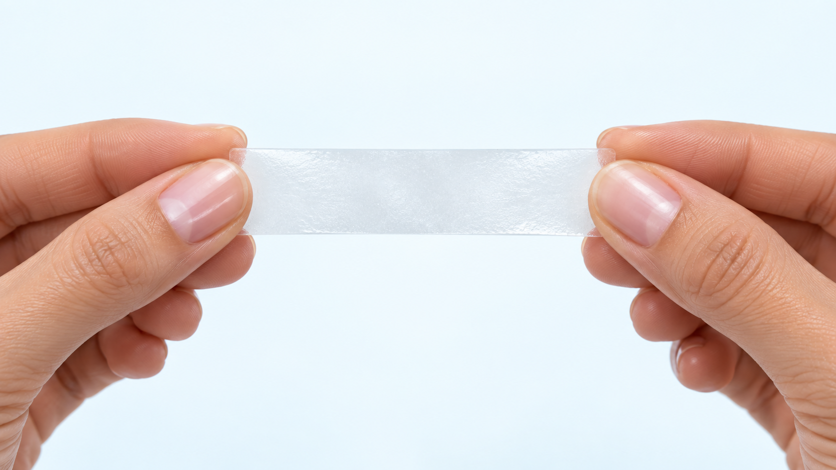 Hands holding a whitening strip