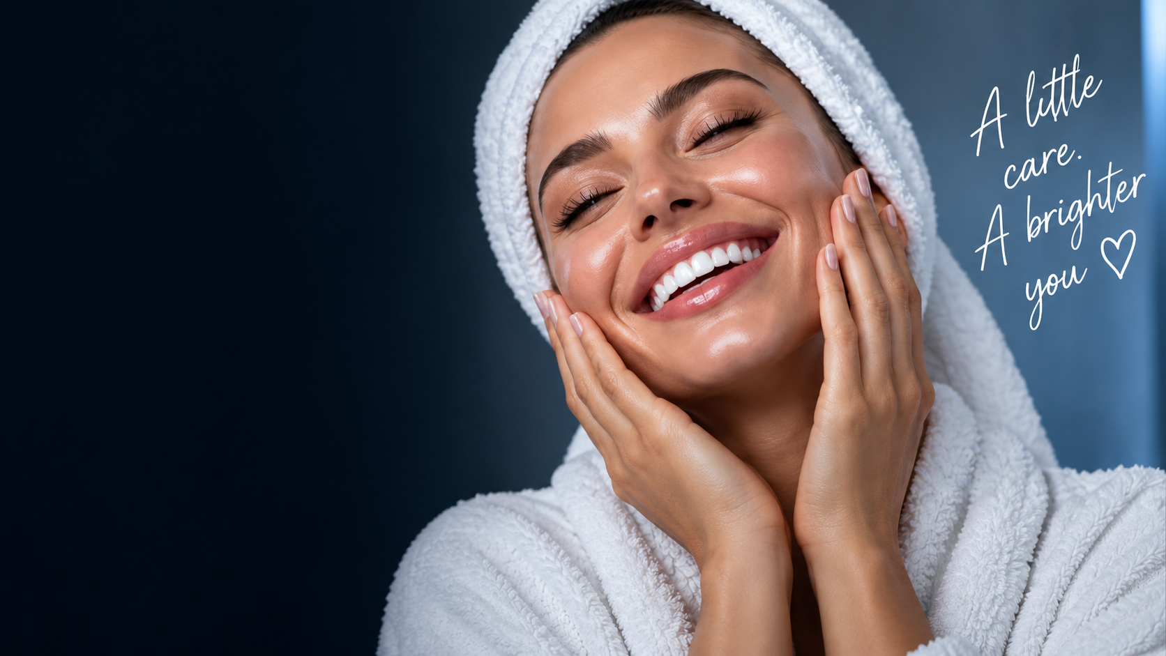 Smiling woman wearing a towel wrap