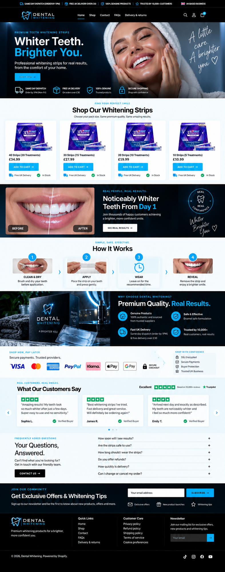 Dental Whitening product packaging and whitening strips